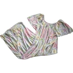 Miss Elaine Vintage Delicate Floral scalloped edge bell sleeve Nightgown